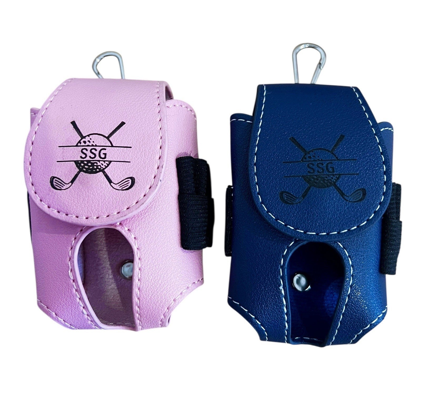 Navy Blue Golf Ball Bag Tee Carry Waist Pouch PU Leather FREE DELIVERY