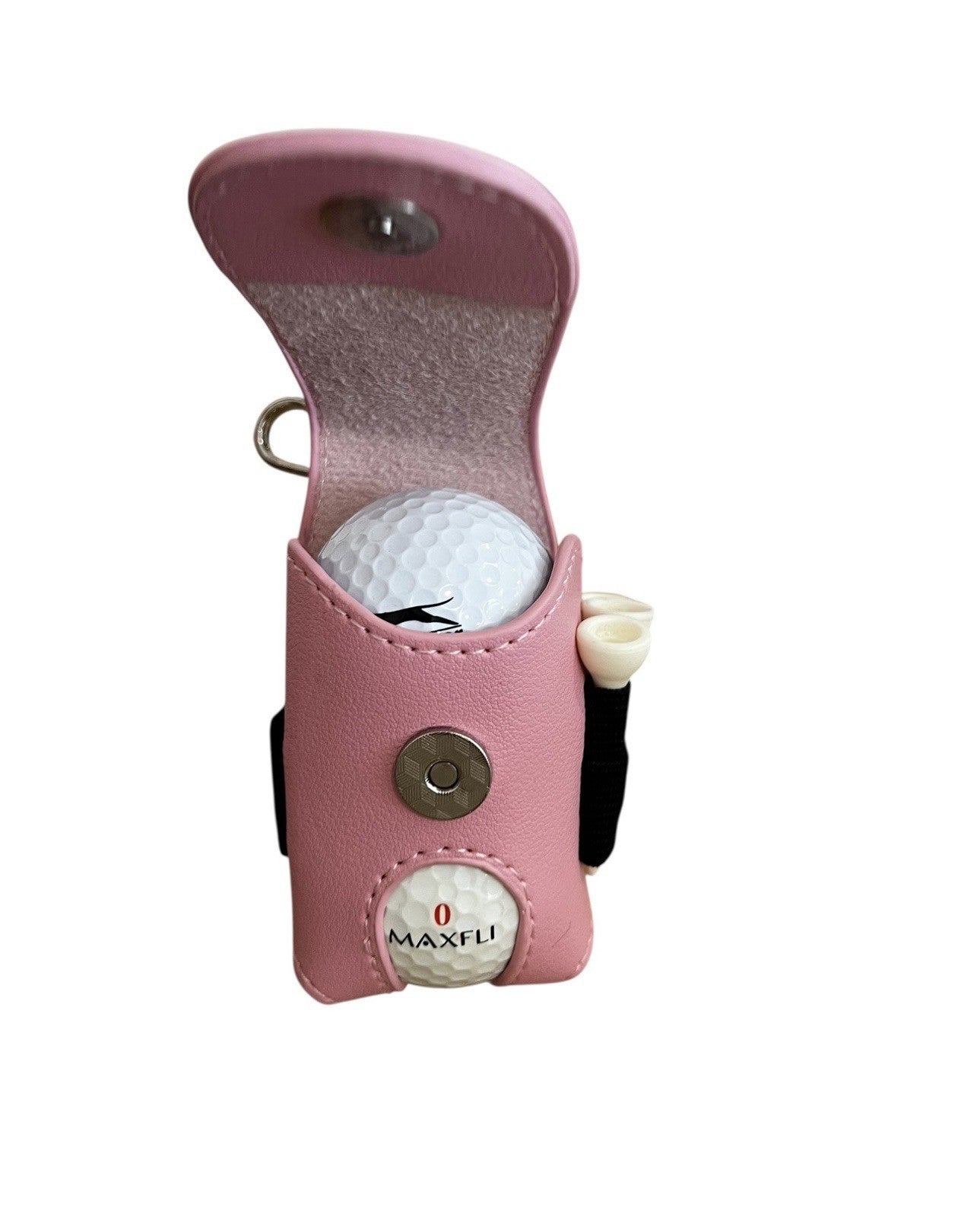 Pink Golf Ball Bag Tee Carry Waist Pouch PU Leather FREE DELIVERY