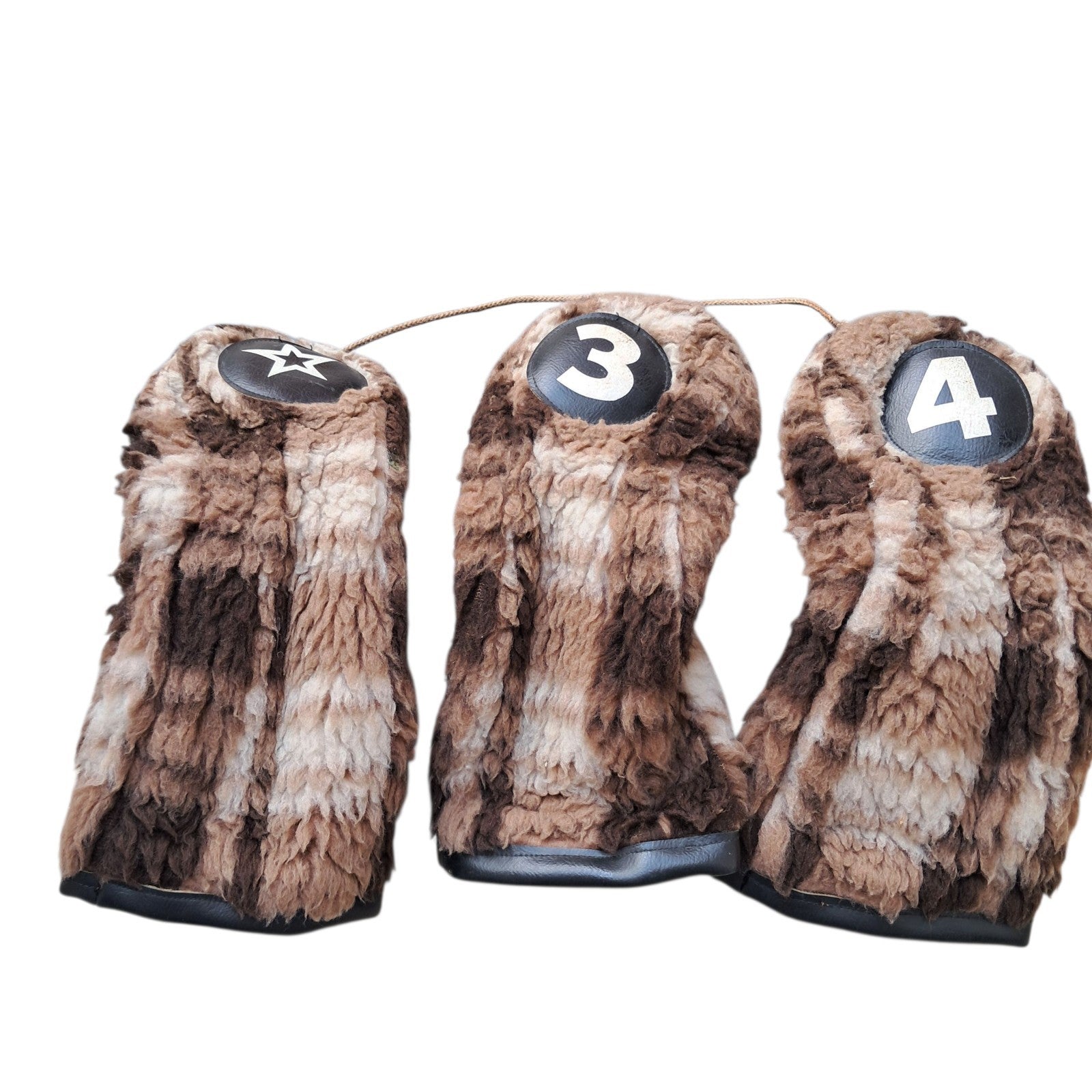 Rare Vintage Faux Fur Golf Wood Headcovers Set (Driver, 3, 4)  Used, Retro Style
