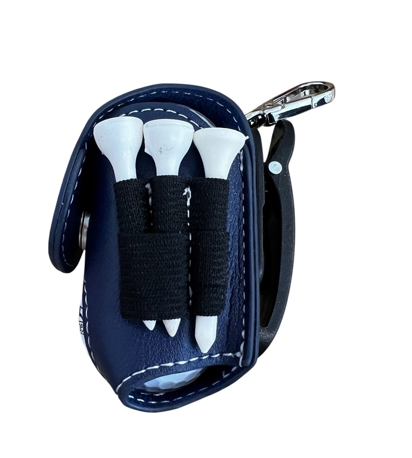 Navy Blue Golf Ball Bag Tee Carry Waist Pouch PU Leather FREE DELIVERY