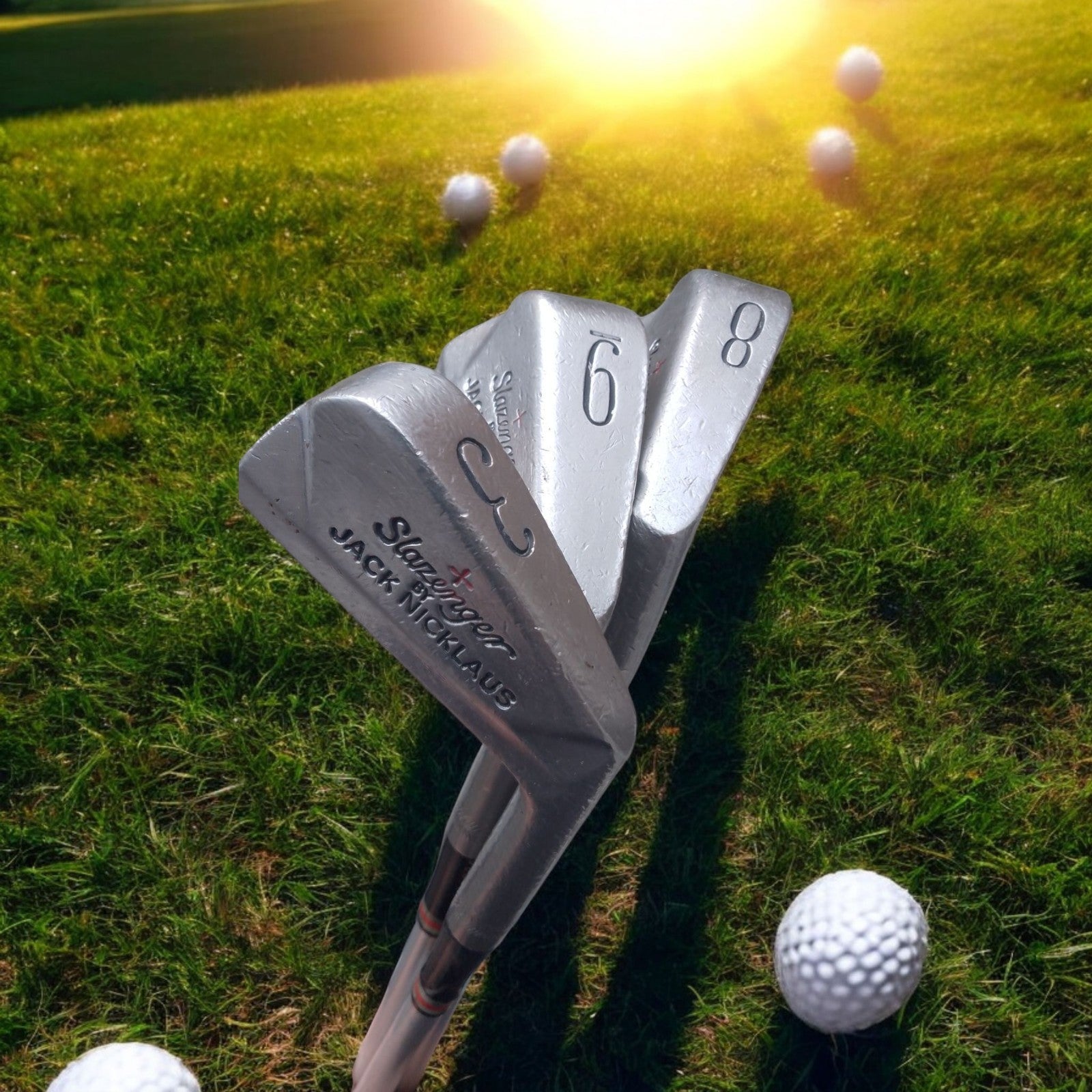 3x Rare Vintage Retro Jack Nicklaus Slazenger Mens RH Golf Irons 3 8 & 9