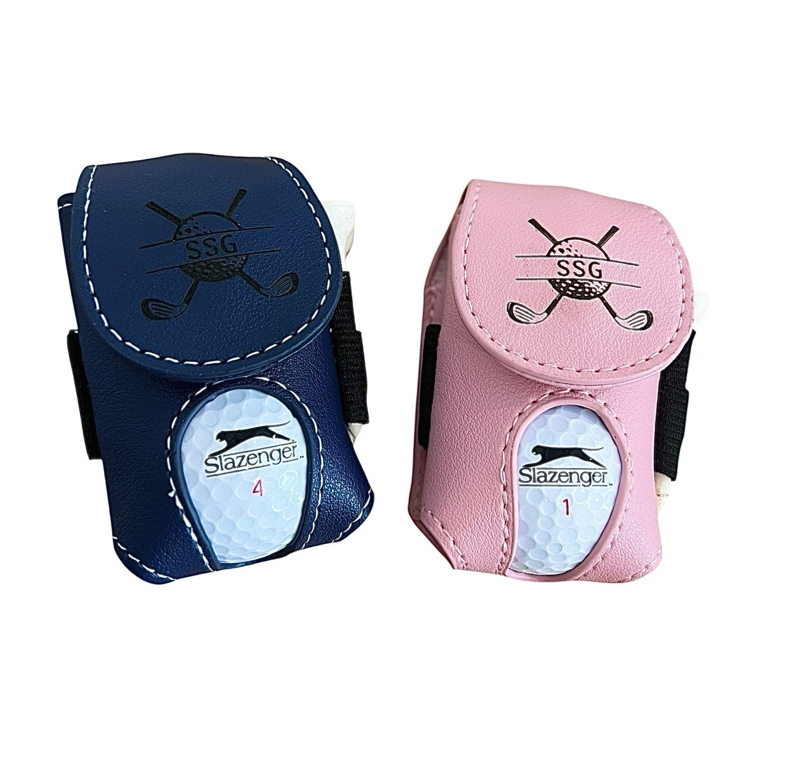 Navy Blue Golf Ball Bag Tee Carry Waist Pouch PU Leather FREE DELIVERY