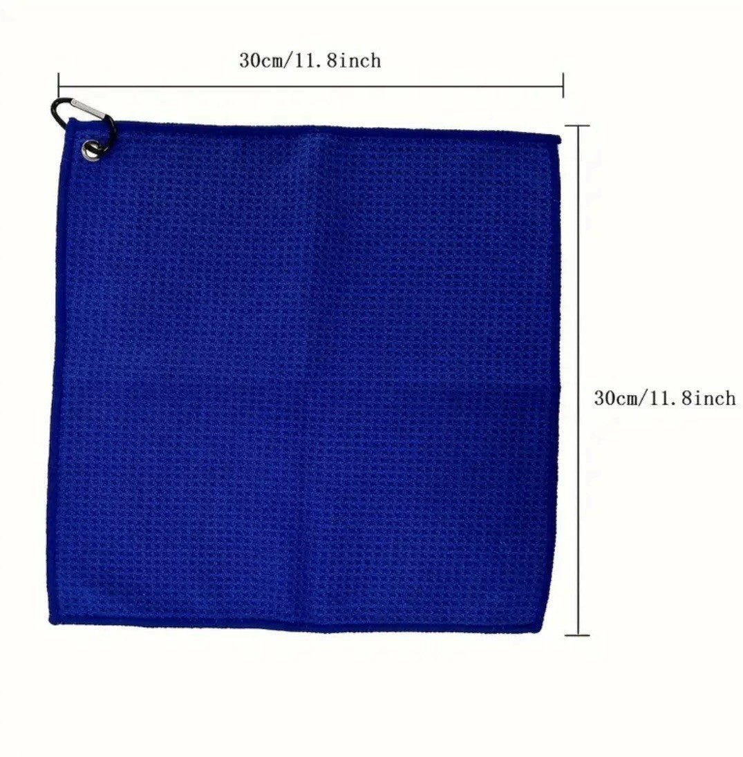 Waffle Golf Towel With Attachable Clip Golf Club Cleaner
