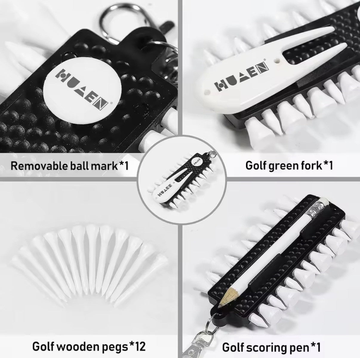 Golf Accessory 12Pcs Tees Ball Marker Green Fork Pencil Clip gift FREE DELIVERY