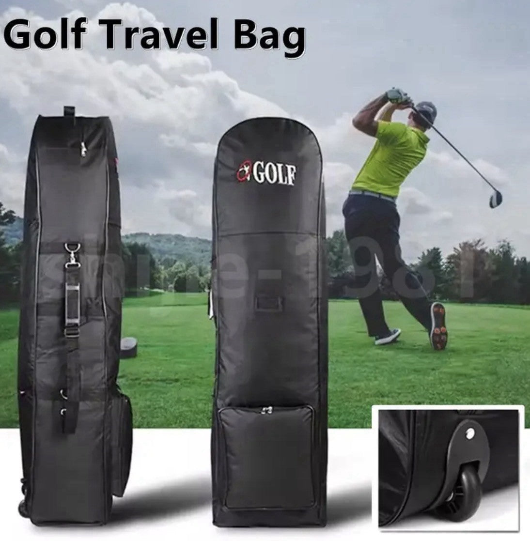 Golf Club Travel Case Bag Wheels Padded Lightweight Strap Pockets FREE DELIVERY