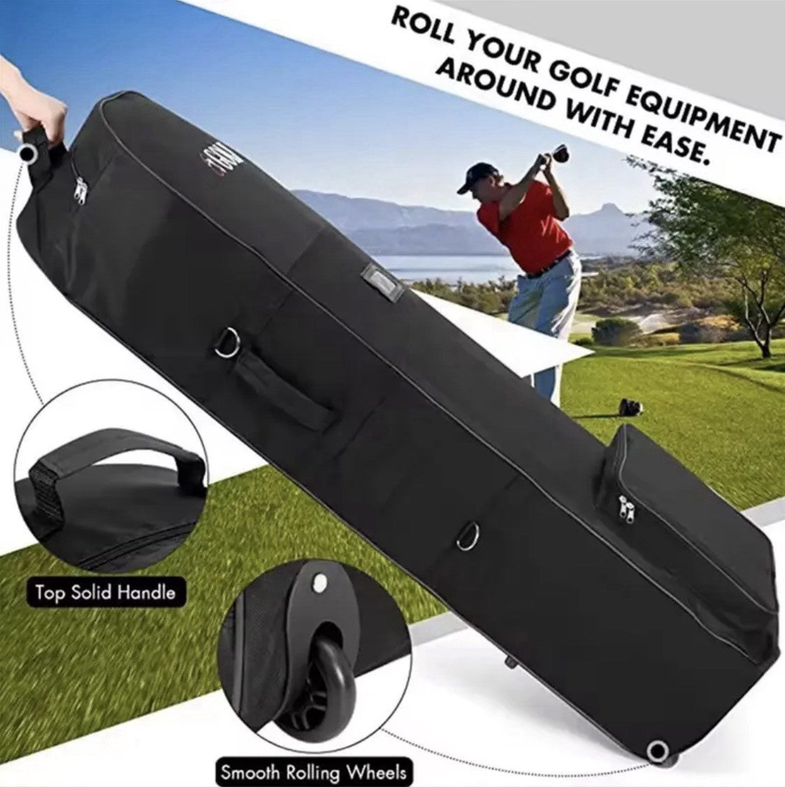 Golf Club Travel Case Bag Wheels Padded Lightweight Strap Pockets FREE DELIVERY