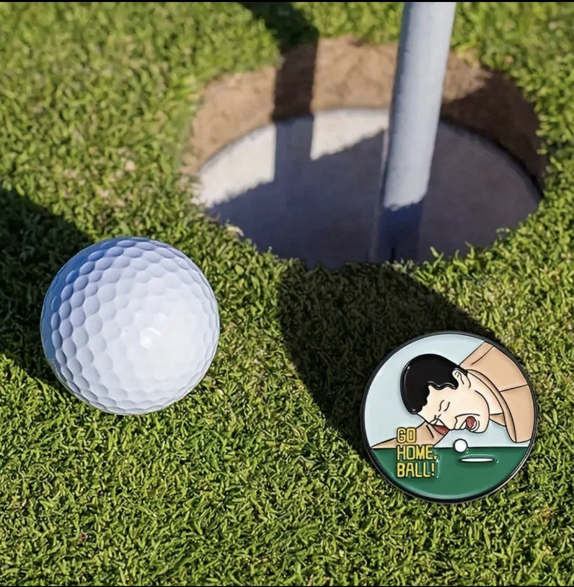 Magnetic Hat Clip Golf Ball Marker Funny One Touch Locking “GO HOME BALL!” Gift