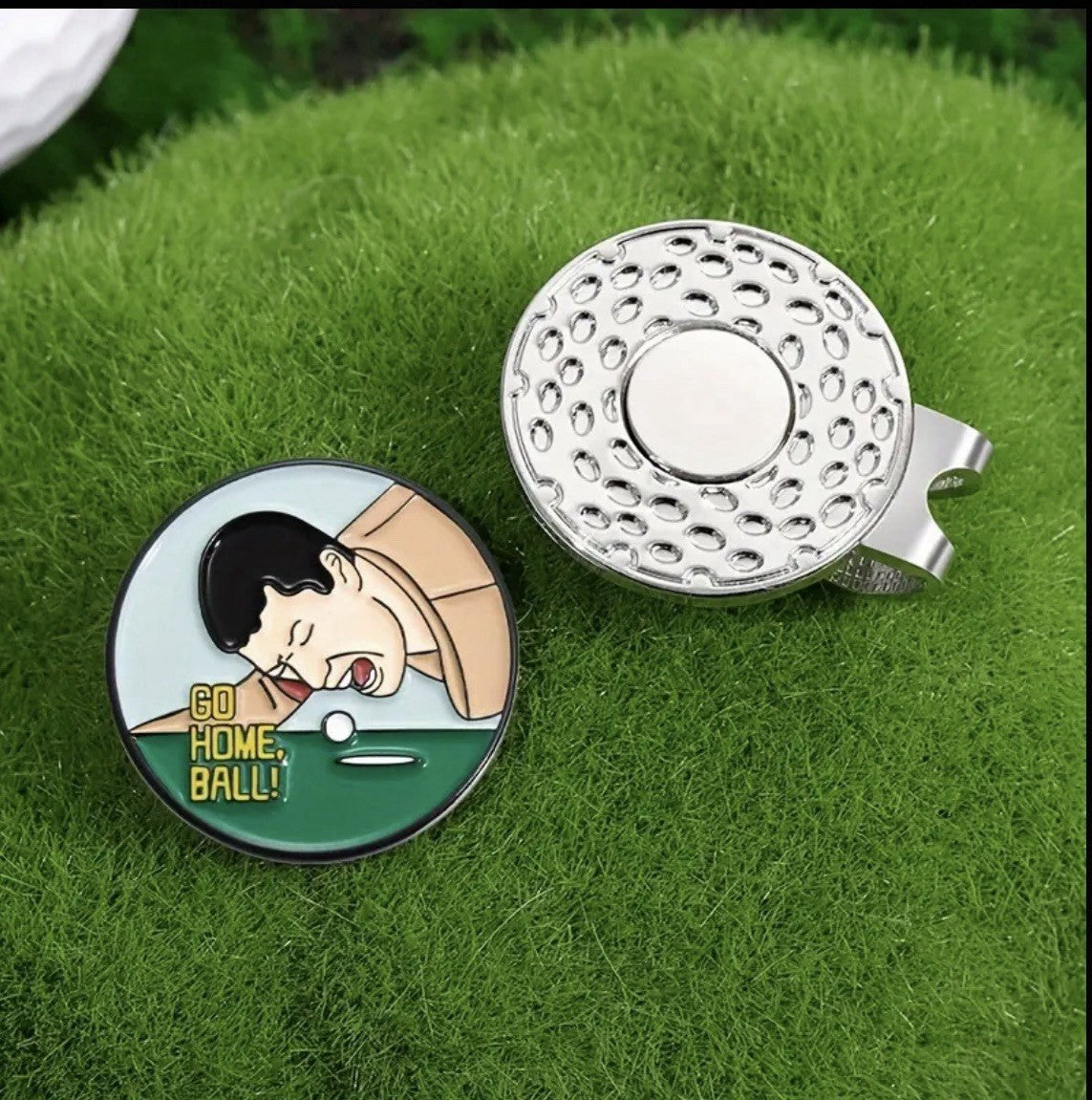 Magnetic Hat Clip Golf Ball Marker Funny One Touch Locking “GO HOME BALL!” Gift