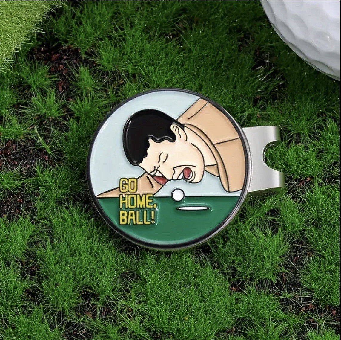 Magnetic Hat Clip Golf Ball Marker Funny One Touch Locking “GO HOME BALL!” Gift