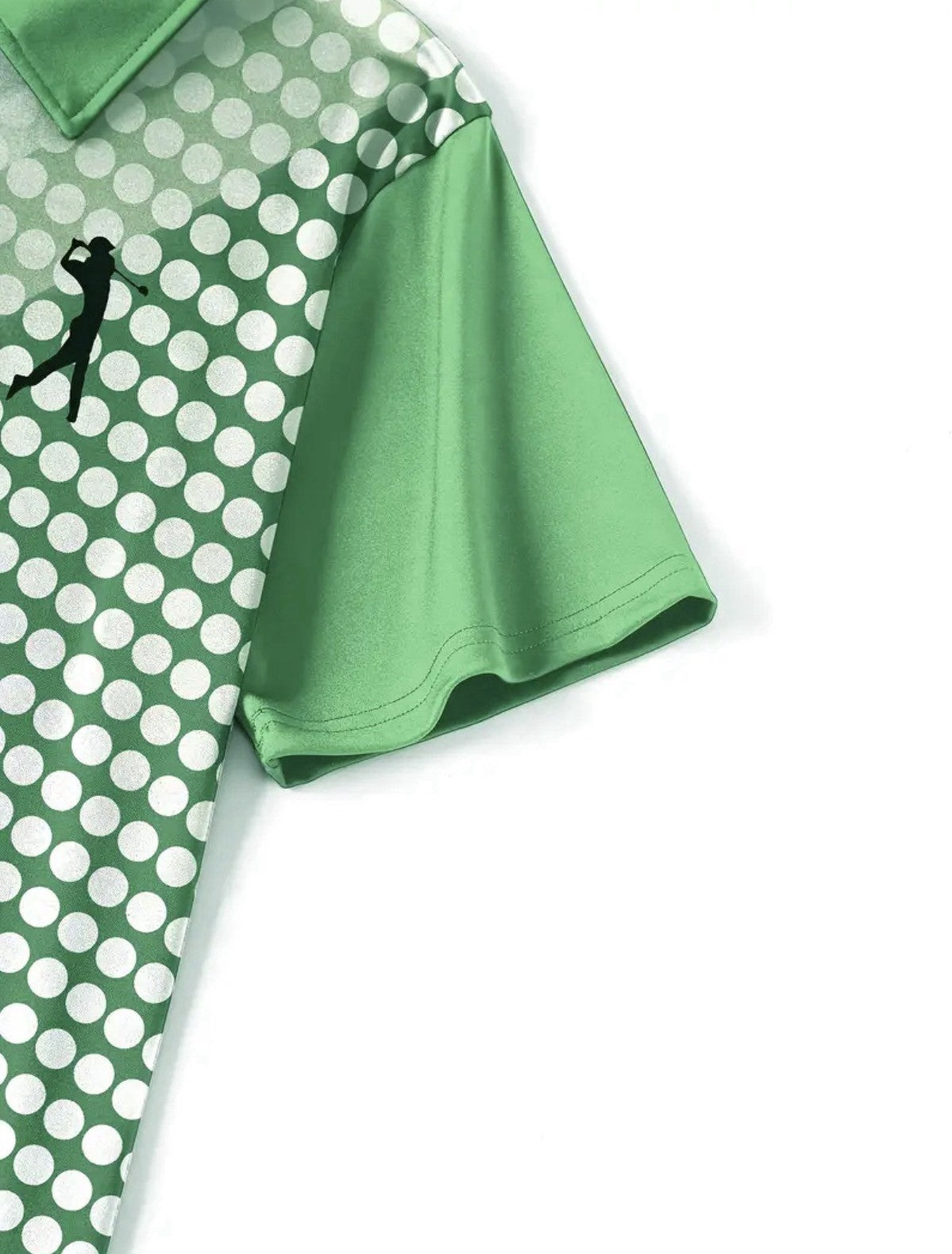 Men’s Golf Polo Shirt Green Patterned Breathable FREE DELIVERY