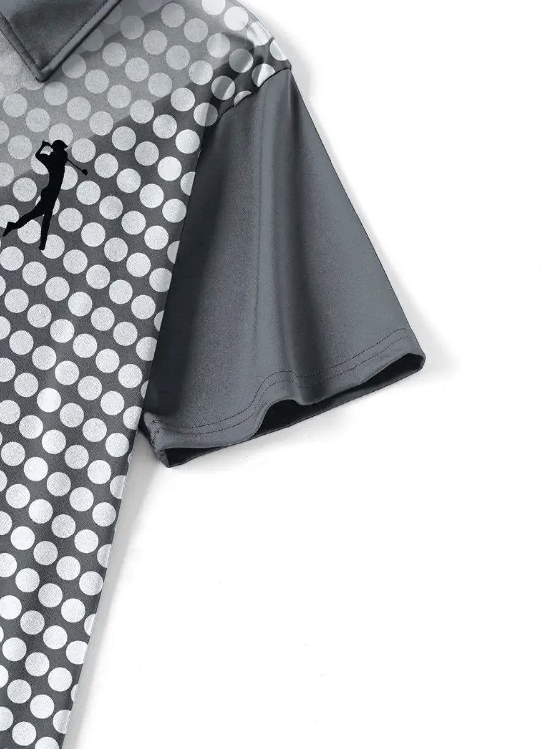 Men’s Golf Polo Shirt Grey Patterned Breathable FREE DELIVERY