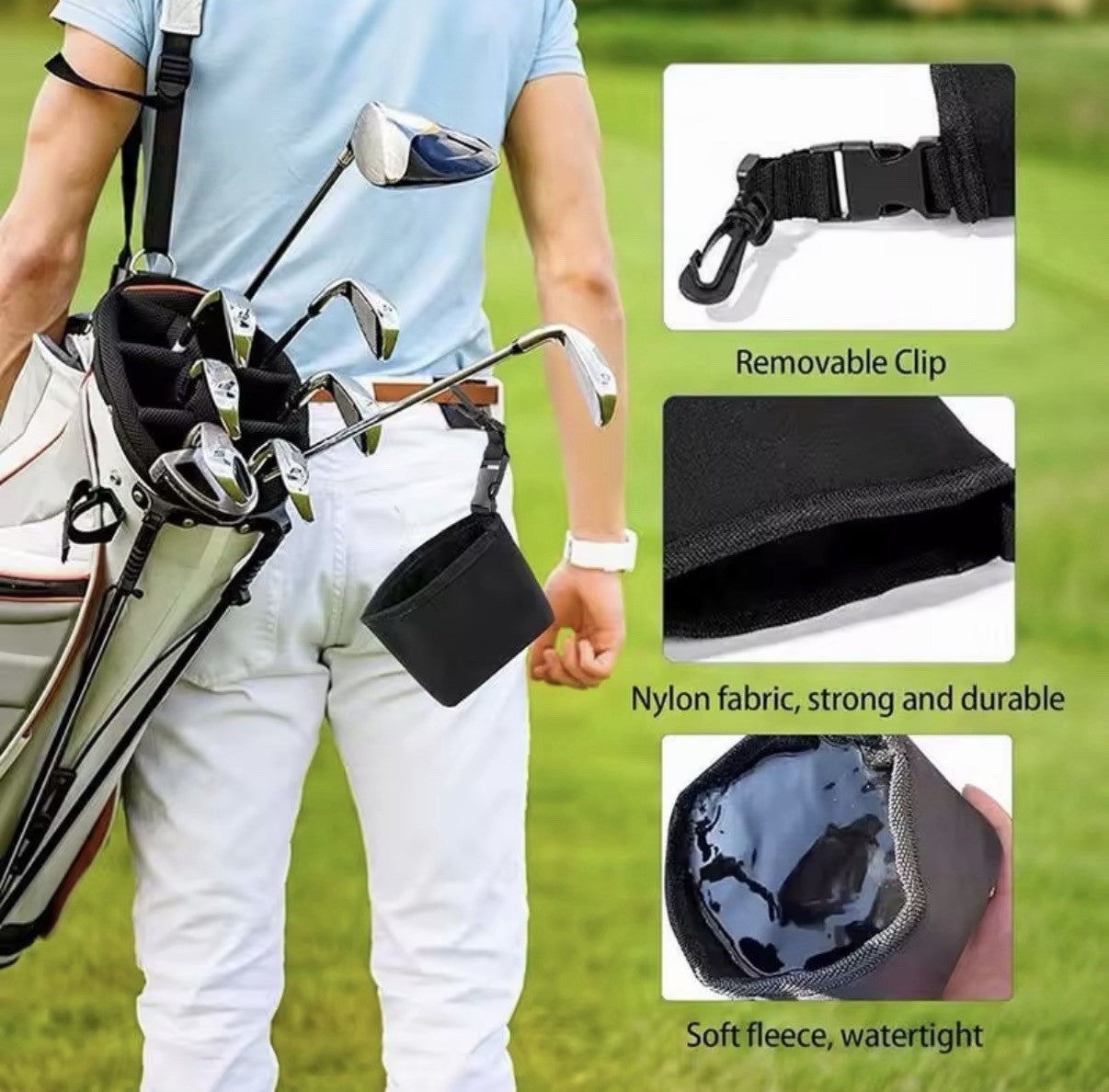 Waterproof Golf Club Cleaning Bag Portable Detachable Scrub Bag FREE DELIVERY