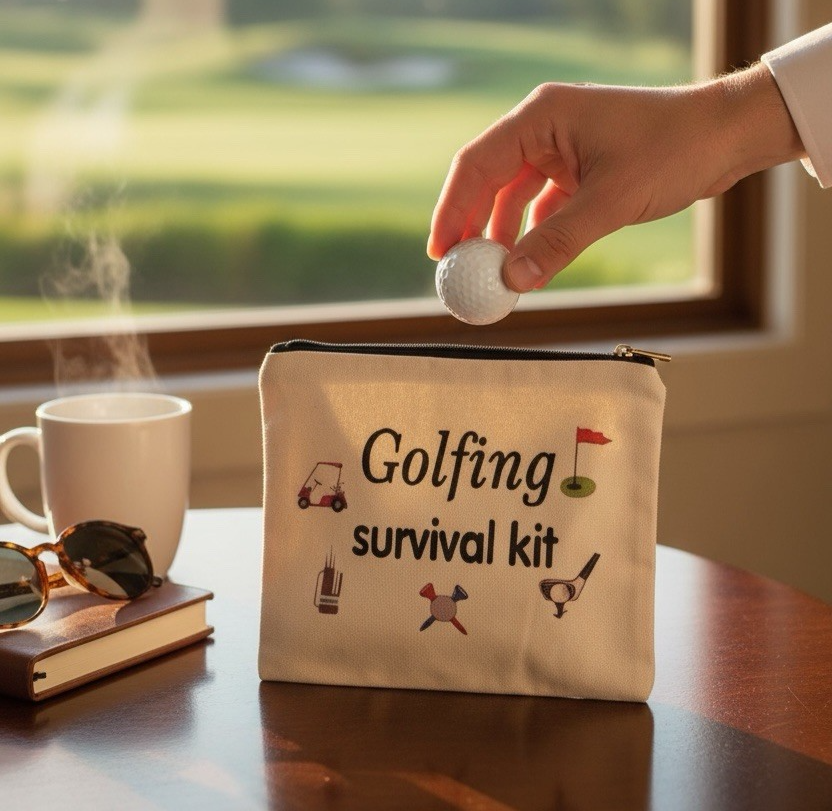 Golf Theme Bag Golf Survival Kit Zip Up Travel Makeup Bag Pouch Accessories