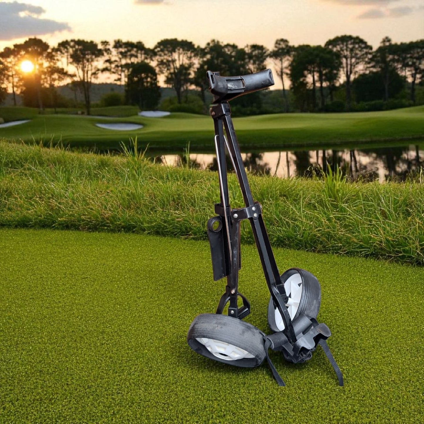 Hippo Golf Trolley.  Black, Collapsible, 2 Wheels. Some minor wear but vgc