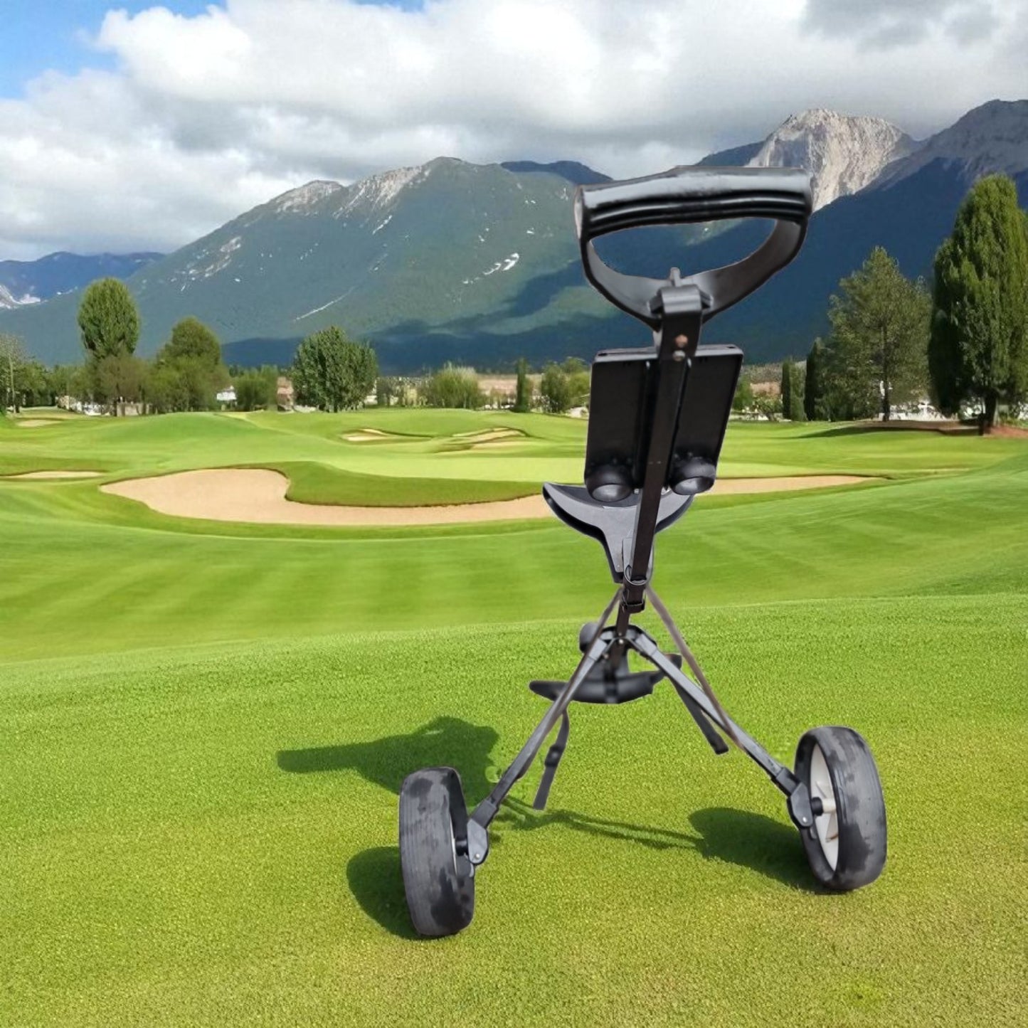 Hippo Golf Trolley.  Black, Collapsible, 2 Wheels. Some minor wear but vgc