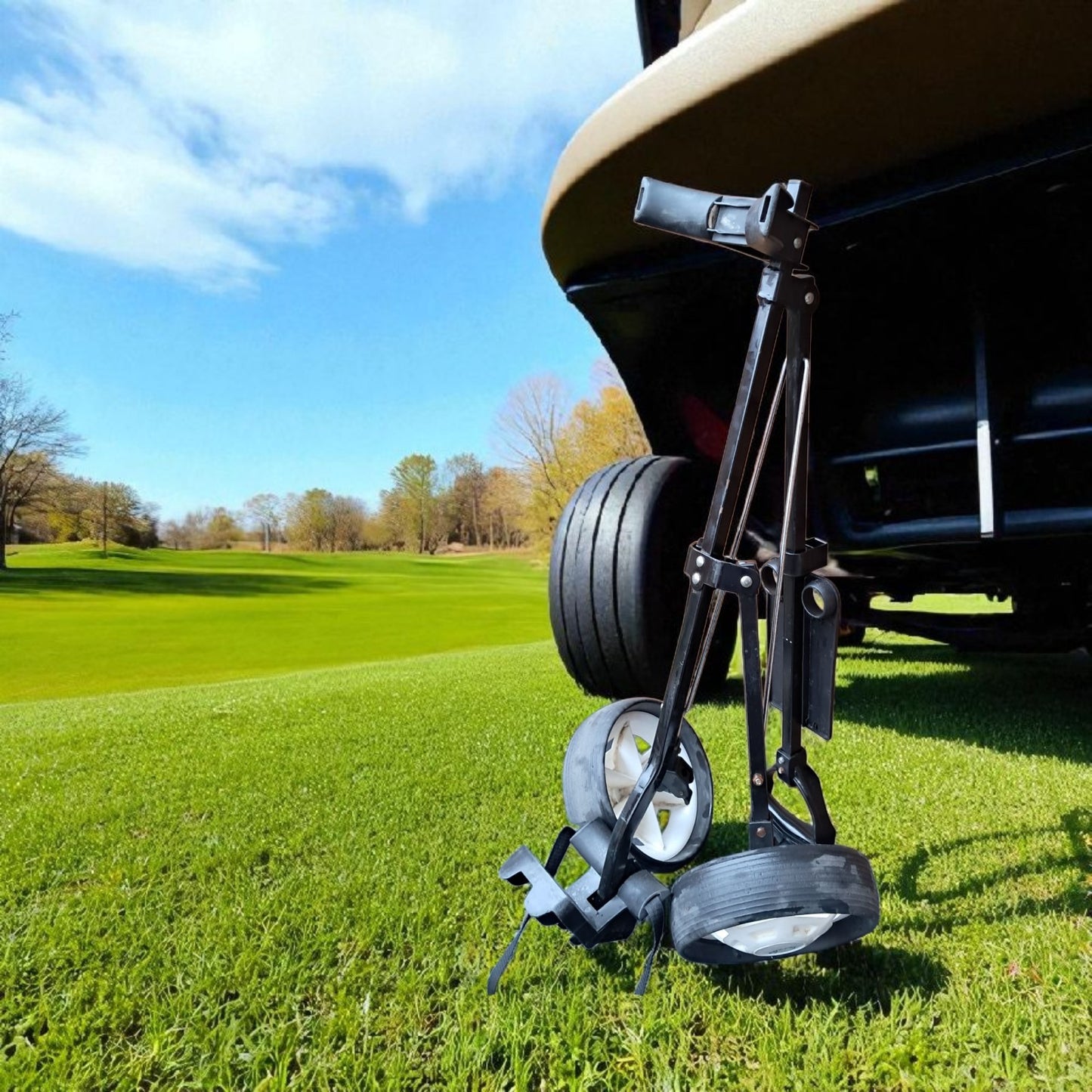 Hippo Golf Trolley.  Black, Collapsible, 2 Wheels. Some minor wear but vgc