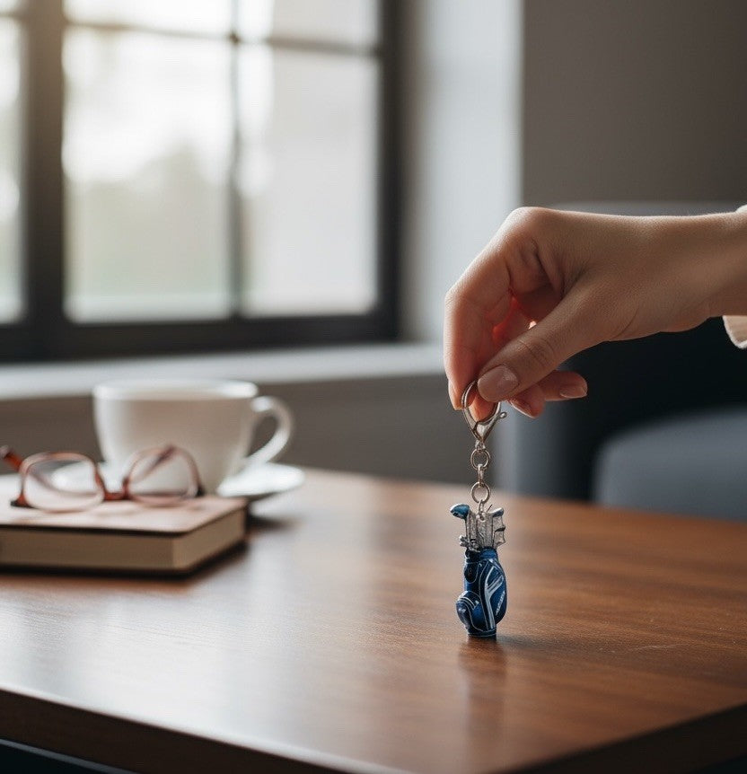 Golf Keyring Keychain Gift Easy Clip Golf Club Set 2D