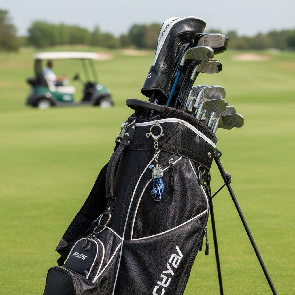 Golf Keyring Keychain Gift Easy Clip Golf Club Set 2D