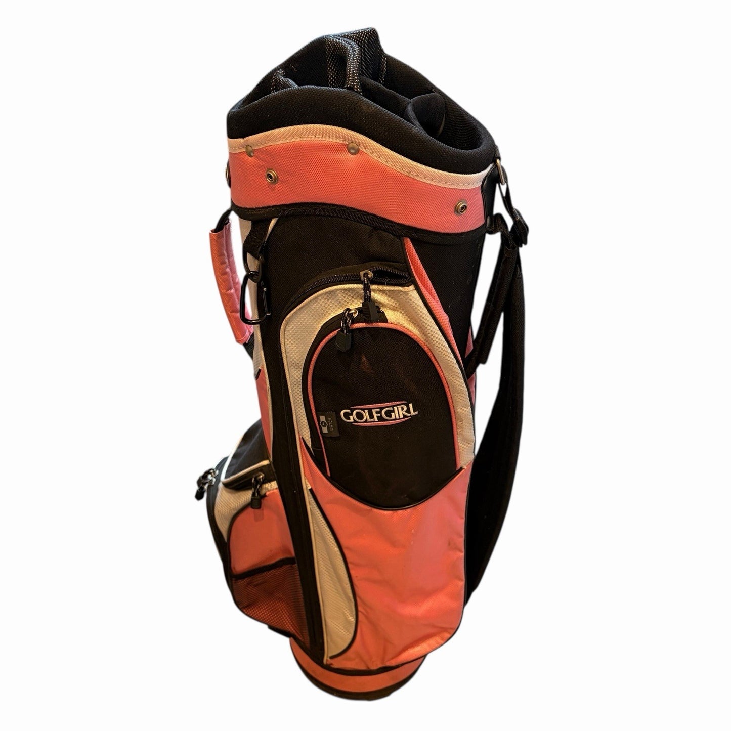 Ladies GOLFGIRL Golf Bag. Pink, 7 Dividers, 6 Zipped Pockets, Carry Strap