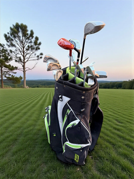 Full Golf Set. Woods, Irons, Putter,  Bag. New Grips. See Description.