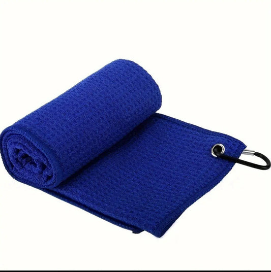 Waffle Golf Towel With Attachable Clip Golf Club Cleaner