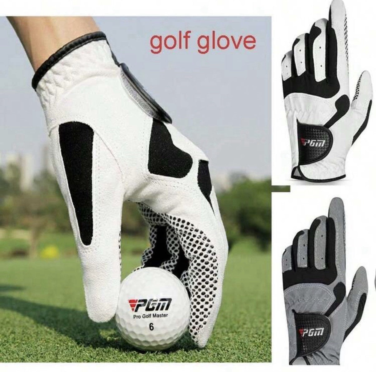 Golf Glove Left Handed Medium White Breathable Reinforced Palm Padding