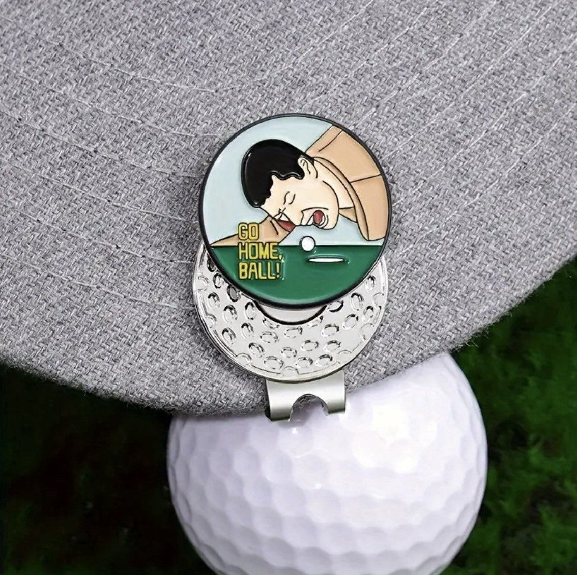 Magnetic Hat Clip Golf Ball Marker Funny One Touch Locking “GO HOME BALL!” Gift