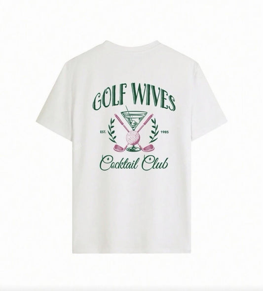 Women’s Golf T-Shirt Printed Golf Wives Cocktail Club Design Short Sleeve