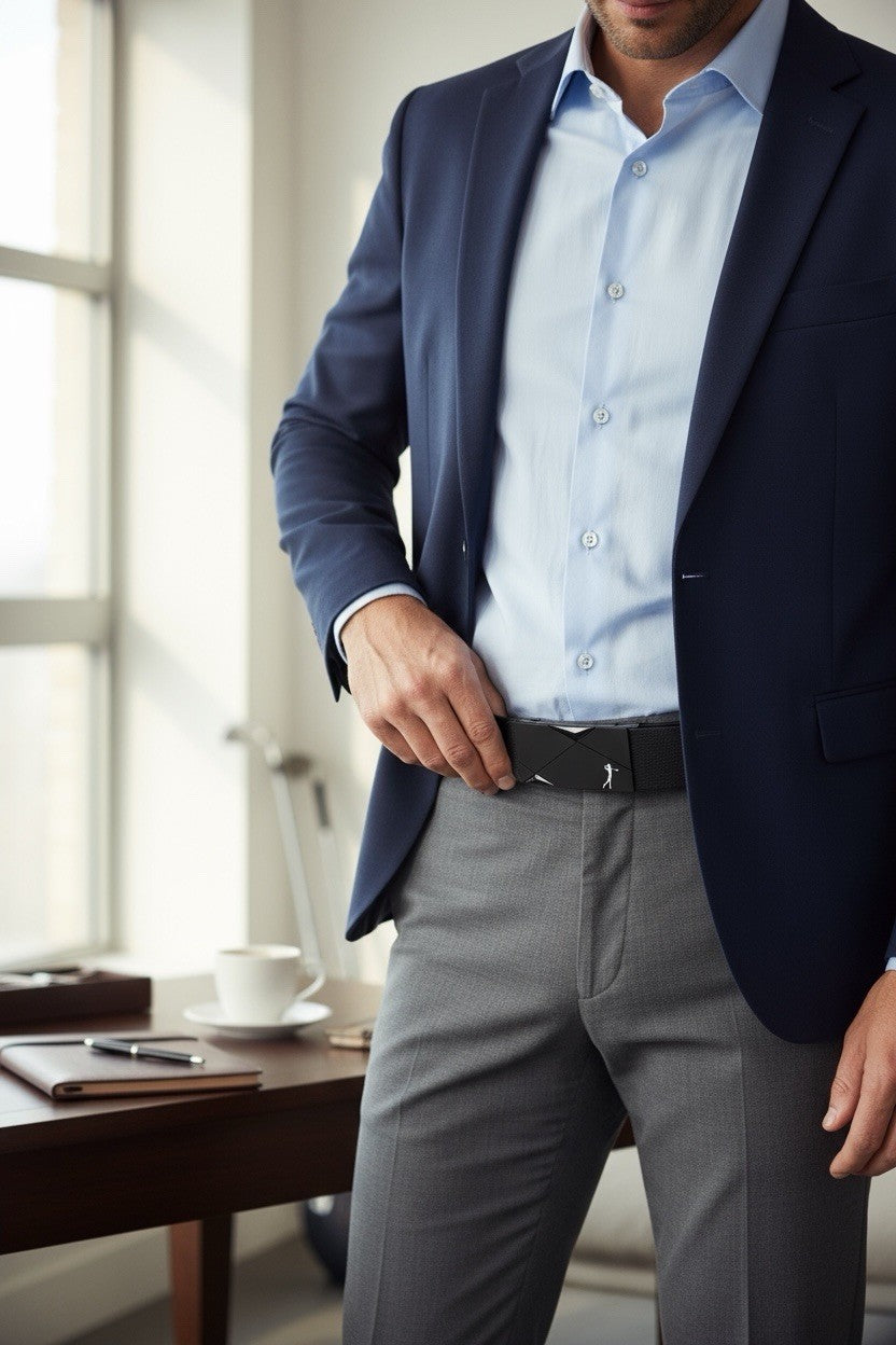 High Quality Golf Belt 1.2m Laser Alloy Automatic Buckle Black Golf Gift Fashion