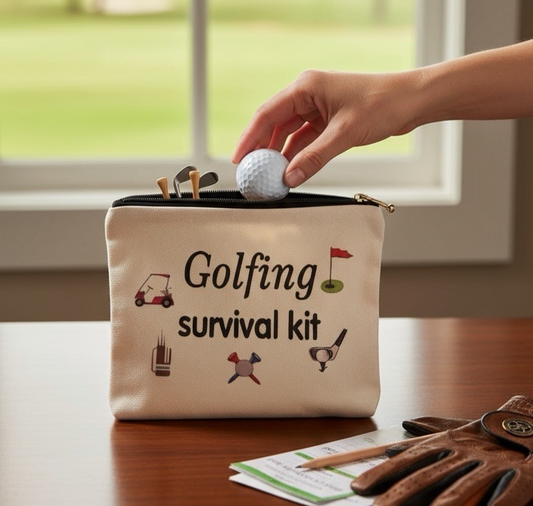 Golf Theme Bag Golf Survival Kit Zip Up Travel Makeup Bag Pouch Accessories
