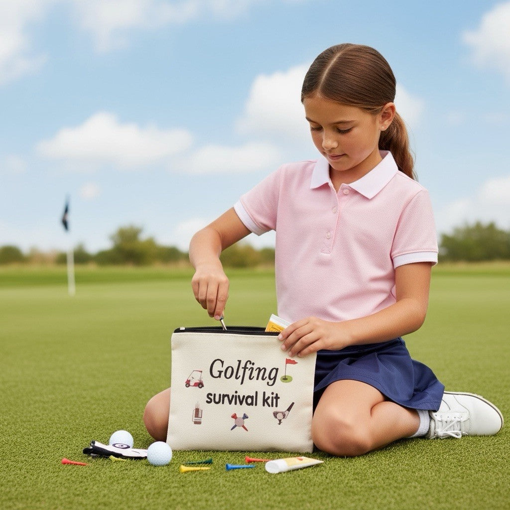 Golf Theme Bag Golf Survival Kit Zip Up Travel Makeup Bag Pouch Accessories