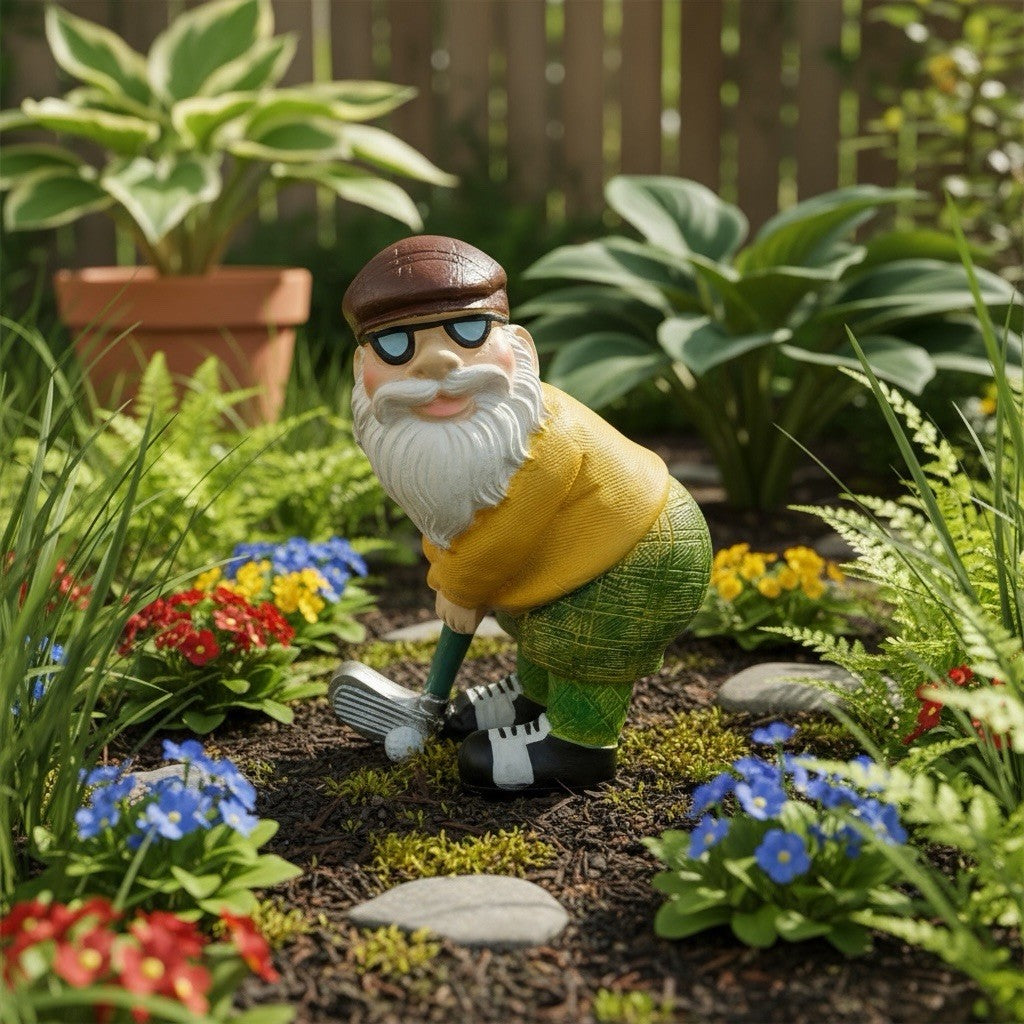 Golf Gnome Garden Indoors Outdoors Novelty Decoration Funny Statue