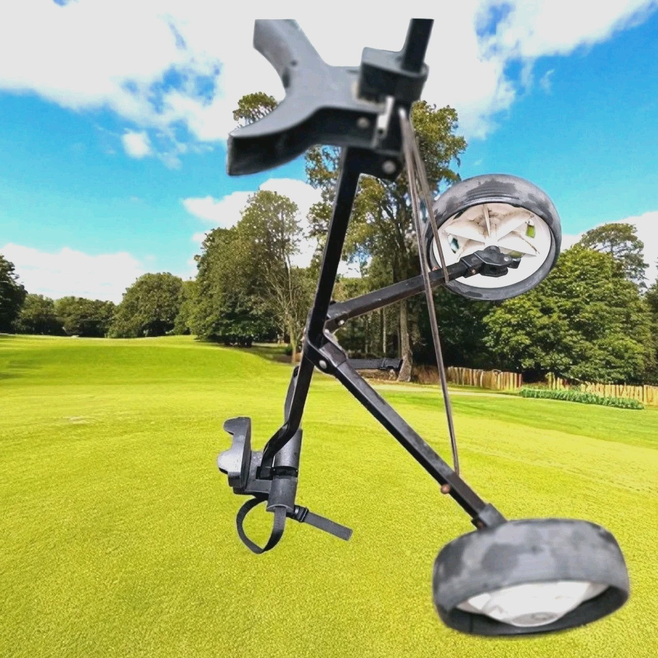 Hippo Golf Trolley.  Black, Collapsible, 2 Wheels. Some minor wear but vgc