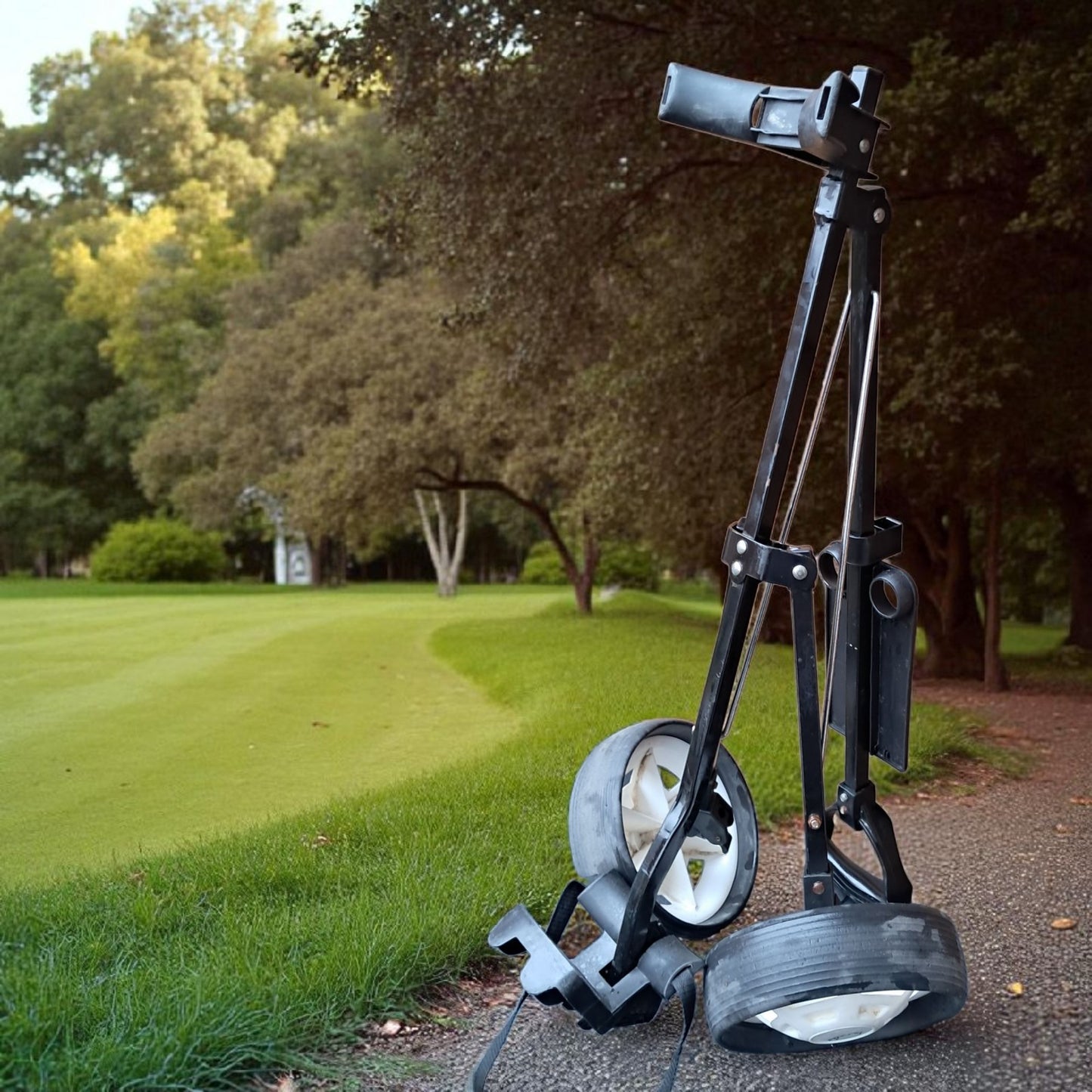Hippo Golf Trolley.  Black, Collapsible, 2 Wheels. Some minor wear but vgc