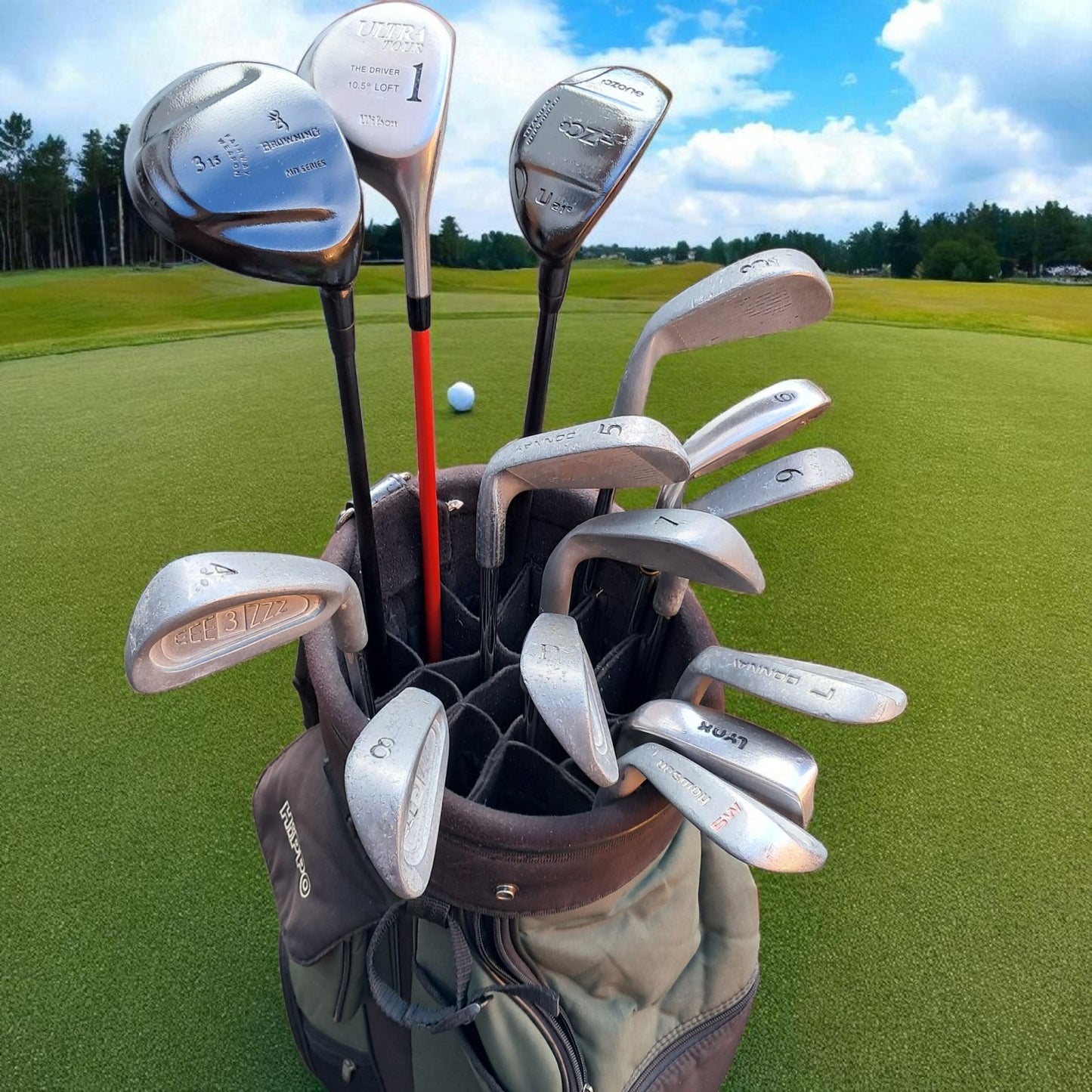 Full Golf Set. Woods, Irons, Putter,  Bag. New Grips. See Description.