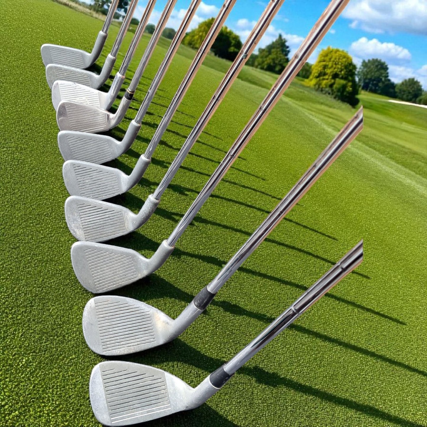 Full Golf Set. Woods, Irons, Putter,  Bag. New Grips. See Description.