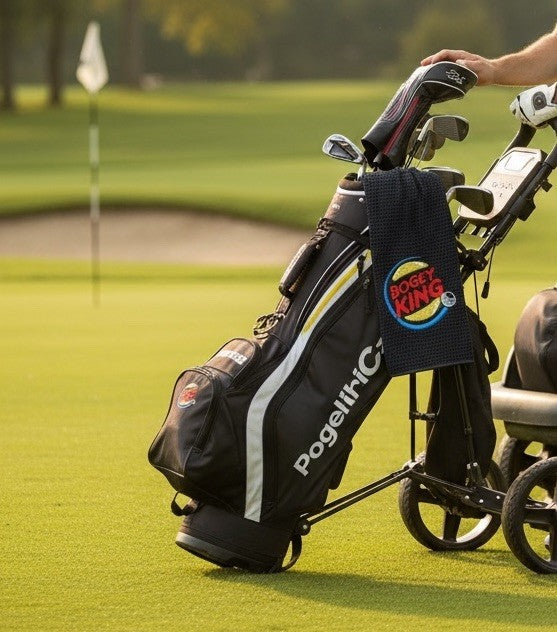 Golf Towel “Bogey king” Novelty Funny Golf Gift Waffle Towel With Carabiner