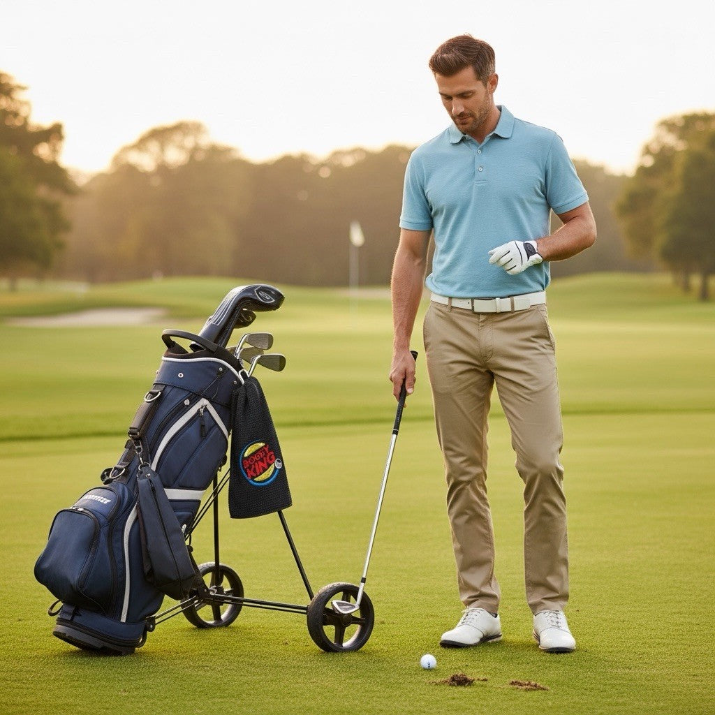 Golf Towel “Bogey king” Novelty Funny Golf Gift Waffle Towel With Carabiner