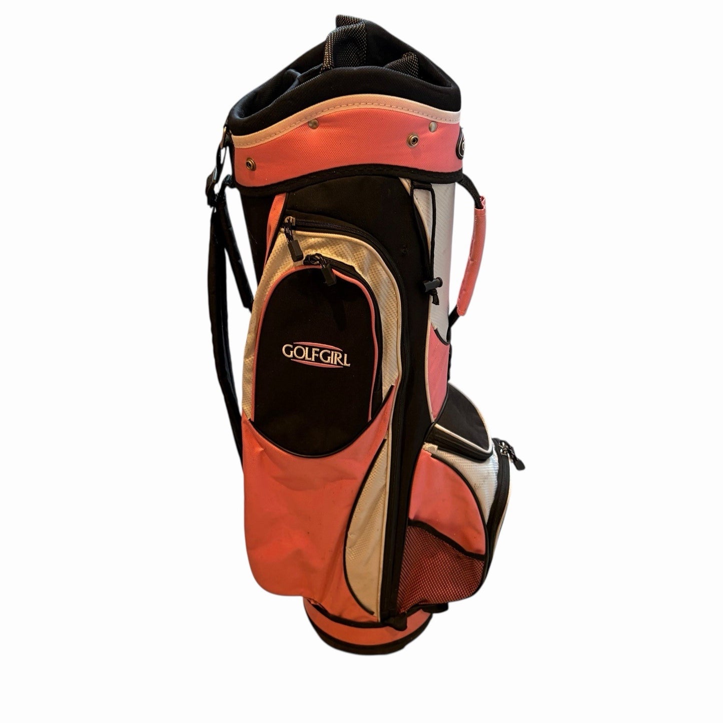 Ladies GOLFGIRL Golf Bag. Pink, 7 Dividers, 6 Zipped Pockets, Carry Strap